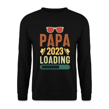 Papa 2023 Loading - Unisex Pullover - Schwarz - Vorne - Alina (178cm) & Michal (187cm)