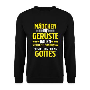 Gerüstbauer Gerüstbau Gerüstmonteur Scaffolder - Unisex Pullover - Schwarz - Vorne - Alina (178cm) & Michal (187cm)