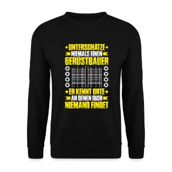 Gerüstbauer Gerüstbau Gerüstmonteur Scaffolder - Unisex Pullover - Schwarz - Vorne - Alina (178cm) & Michal (187cm)