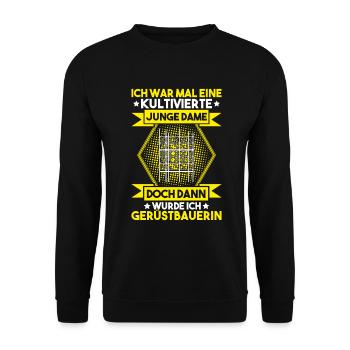 Gerüstbauer Gerüstbau Gerüstmonteur Scaffolder - Unisex Pullover - Schwarz - Vorne - Alina (178cm) & Michal (187cm)