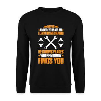 Elevator Fitter Elevator Mechanic Elevator Mechanic - Unisex Sweatshirt - black - Front - Alina (178cm) & Michal (187cm)