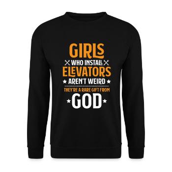 Elevator Fitter Elevator Mechanic Elevator Mechanic - Unisex Sweatshirt - black - Front - Alina (178cm) & Michal (187cm)