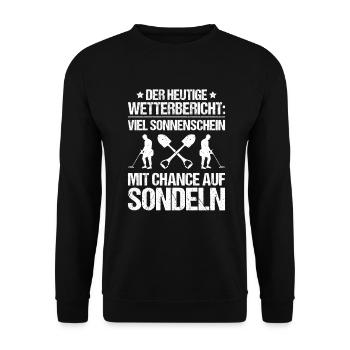 Sondengänger Sondler Metalldetektor Detectorist - Unisex Pullover - Schwarz - Vorne - Alina (178cm) & Michal (187cm)