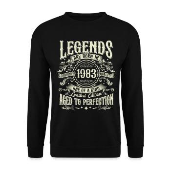 Vintage né en 1983 Legends Vintage Anniversaire - Sweat-shirt Unisexe - noir - Devant - Alina (178cm) & Michal (187cm)