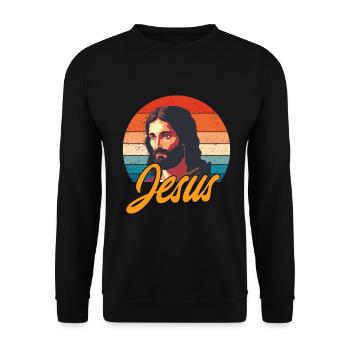 Jésus Vintage - Sweat-shirt Unisexe - noir - Devant - Alina (178cm) & Michal (187cm)