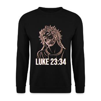 Jesus Bibel Luke 23:34 - Unisex Pullover - Schwarz - Vorne - Alina (178cm) & Michal (187cm)