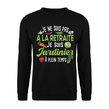 Jardinier Retraite Jardinage Retraité Papy Cadeau - Sweat-shirt Unisexe - noir - Devant - Alina (178cm) & Michal (187cm)