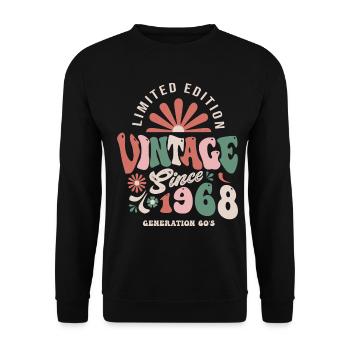 1968 Anniversaire 1968 vintage - Sweat-shirt Unisexe - noir - Devant - Alina (178cm) & Michal (187cm)