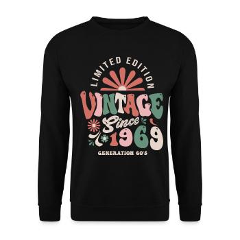 1969 Anniversaire 1969 vintage - Sweat-shirt Unisexe - noir - Devant - Alina (178cm) & Michal (187cm)