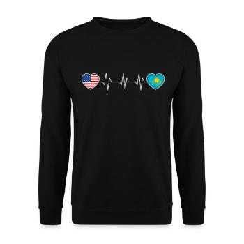 Kazakhstan - Sweat-shirt Unisexe - noir - Devant - Alina (178cm) & Michal (187cm)