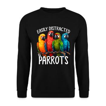 Facilement distrait par un perroquet amusant perroquet perroquet - Sweat-shirt Unisexe - noir - Devant - Alina (178cm) & Michal (187cm)