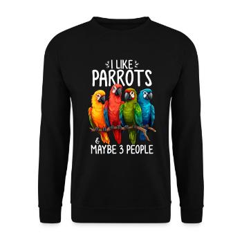 Lustige Introvertierte Quäker-Papagei Lustiger Papagei - Unisex Pullover - Schwarz - Vorne - Alina (178cm) & Michal (187cm)