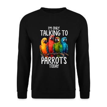 Papagei Sprechender Lustiger Papageienvogel-Enthusiast - Unisex Pullover - Schwarz - Vorne - Alina (178cm) & Michal (187cm)