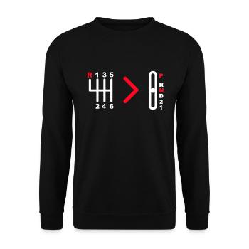 Manual Transmission Car Manual Gearbox Stick - Unisex Sweatshirt - black - Front - Alina (178cm) & Michal (187cm)