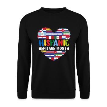 Mois du patrimoine hispanique Tous les pays Drapeaux Cœur - Sweat-shirt Unisexe - noir - Devant - Alina (178cm) & Michal (187cm)