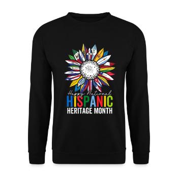 Nationaler Monat des hispanischen Kulturerbes Latino-Sonnenblume - Unisex Pullover - Schwarz - Vorne - Alina (178cm) & Michal (187cm)