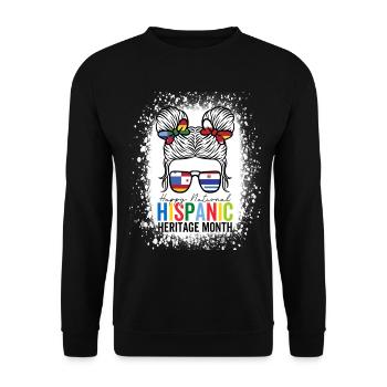 National Hispanic Heritage Month Unordentliches Brötchen - Unisex Pullover - Schwarz - Vorne - Alina (178cm) & Michal (187cm)