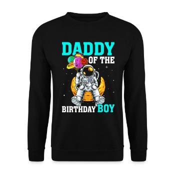 Daddy Of The Birthday Boy Birthday Astronaut - Unisex Sweatshirt - black - Front - Alina (178cm) & Michal (187cm)