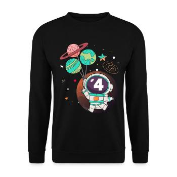 Kids 4th Birthday Astronaut 4 Year Old Birthday - Unisex Sweatshirt - black - Front - Alina (178cm) & Michal (187cm)