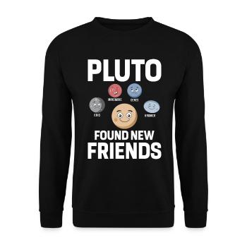 Lustiger Pluto-Planet Sonnensystem-Wissenschaft Weltraum-Nerd - Unisex Pullover - Schwarz - Vorne - Alina (178cm) & Michal (187cm)