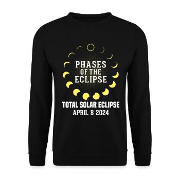 Lustige Finsternis, Astronomie, Sonnensystem, 8. April 2024 - Unisex Pullover - Schwarz - Vorne - Alina (178cm) & Michal (187cm)