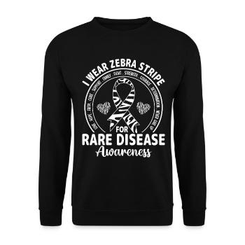 Ich trage Zebra Rare Disease Awareness Zebra Ribbon - Unisex Pullover - Schwarz - Vorne - Alina (178cm) & Michal (187cm)