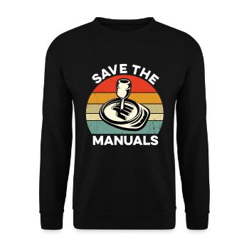 Save The Manuals Funny Car Manual Shifting Three - Unisex Sweatshirt - black - Front - Alina (178cm) & Michal (187cm)