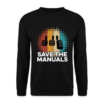 Save The Manuals Manual Shift Speed Manual - Unisex Sweatshirt - black - Front - Alina (178cm) & Michal (187cm)