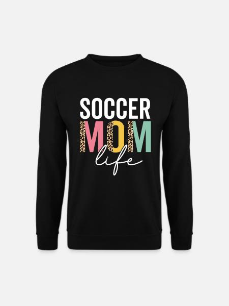 Fußball Mama Leben Leopard Gepard Lustig Fußball Mama - Unisex Pullover - Schwarz