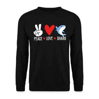 Peace Love Shark Monster Fish Funny Shark - Unisex Sweatshirt - black - Front - Alina (178cm) & Michal (187cm)