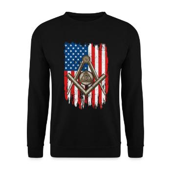 Amerikanische Flagge Freimaurerei Freimaurerei USA Square und - Unisex Pullover - Schwarz - Vorne - Alina (178cm) & Michal (187cm)