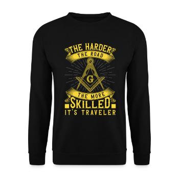 Masonic Harder Road Distressed Square and Compass - Unisex Sweatshirt - black - Front - Alina (178cm) & Michal (187cm)