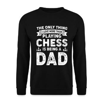 Schach Papa Lustiges Schach Brettspiele Schachspiel - Unisex Pullover - Schwarz - Vorne - Alina (178cm) & Michal (187cm)