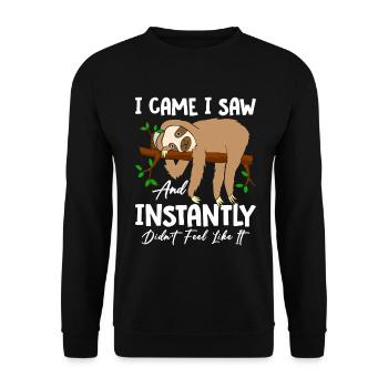 Ich kam, ich sah lustiges Faultier, das nichts tat Faultier Energie - Unisex Pullover - Schwarz - Vorne - Alina (178cm) & Michal (187cm)