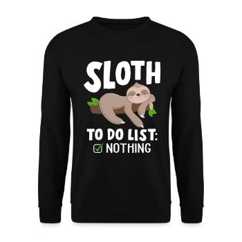 Faultier-To-Do-Liste Lustiges Faultier Nichts faul tun - Unisex Pullover - Schwarz - Vorne - Alina (178cm) & Michal (187cm)