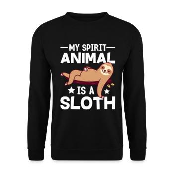 Mein Krafttier ist ein Faultier Lustige Faulheit Faultier - Unisex Pullover - Schwarz - Vorne - Alina (178cm) & Michal (187cm)