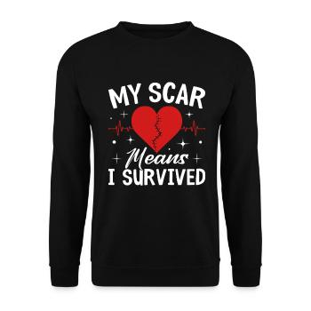 My Scar Means I Survived Heart Surgery CHD Heart - Unisex Sweatshirt - black - Front - Alina (178cm) & Michal (187cm)