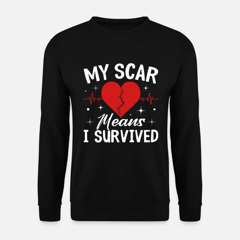 Meine Narbe bedeutet, dass ich eine Herzoperation überlebt habe KHK Herz - Unisex Pullover - Schwarz
