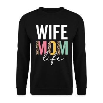 Ehefrau Mama Leben Lustig Mama Leopard Ehefrau Gepard Mama - Unisex Pullover - Schwarz - Vorne - Alina (178cm) & Michal (187cm)