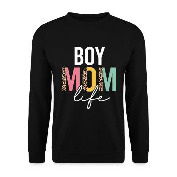Boy Mom Life Funny Mom Leopard Boy Mama Cheetah - Unisex Sweatshirt - black - Front - Alina (178cm) & Michal (187cm)