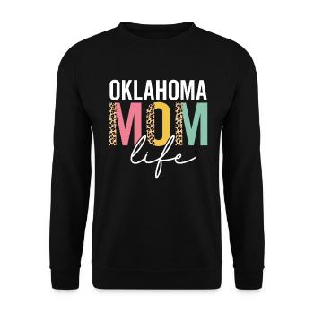Oklahoma Mama Leben Lustig Mama Leopard Oklahoma Mama - Unisex Pullover - Schwarz - Vorne - Alina (178cm) & Michal (187cm)