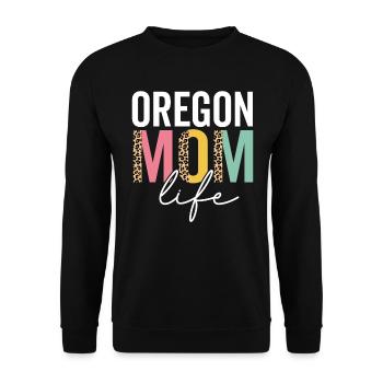 Oregon Mama Leben Lustig Mama Leopard Oregon Mama - Unisex Pullover - Schwarz - Vorne - Alina (178cm) & Michal (187cm)