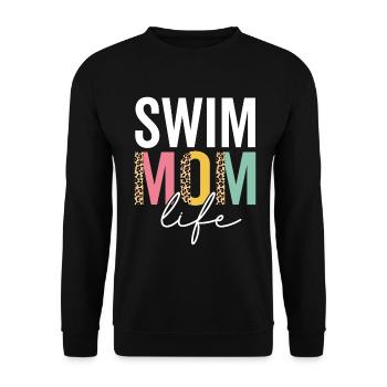 Schwimmen Mama Leben Lustige Mama Leopard Schwimmen Mama Gepard - Unisex Pullover - Schwarz - Vorne - Alina (178cm) & Michal (187cm)