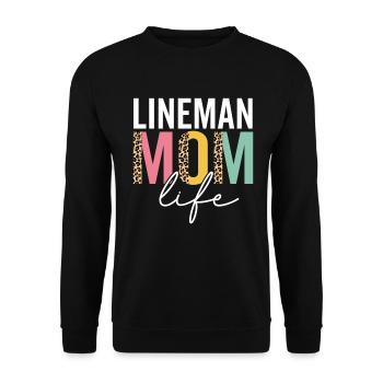 Linienrichter Mama Leben Lustig Mama Leopard Linienrichter Mama - Unisex Pullover - Schwarz - Vorne - Alina (178cm) & Michal (187cm)