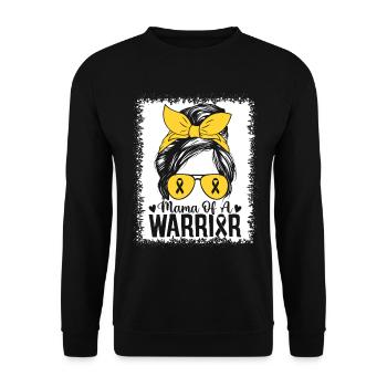 Maman of A Warrior Childhood Cancer Awareness Gold (en anglais seulement) - Sweat-shirt Unisexe - noir - Devant - Alina (178cm) & Michal (187cm)