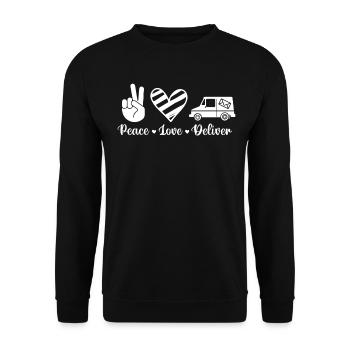 Postpostbote Lustiger Postangestellter - Unisex Pullover - Schwarz - Vorne - Alina (178cm) & Michal (187cm)
