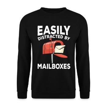 Facilement distrait par un drôle de postier aux lettres - Sweat-shirt Unisexe - noir - Devant - Alina (178cm) & Michal (187cm)