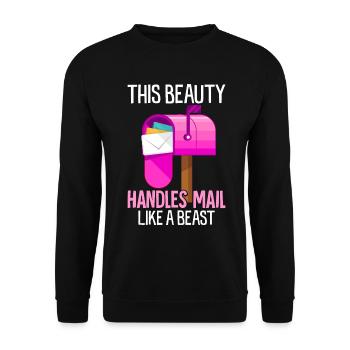 Femme postière Courrier Lady Funny Post Office - Sweat-shirt Unisexe - noir - Devant - Alina (178cm) & Michal (187cm)
