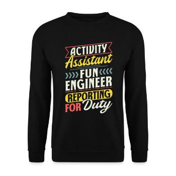Funny Activity Assistant - Unisex Pullover - Schwarz - Vorne - Alina (178cm) & Michal (187cm)