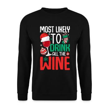 Am ehesten trinken Sie den ganzen Wein Lustiges Trinken - Unisex Pullover - Schwarz - Vorne - Alina (178cm) & Michal (187cm)
